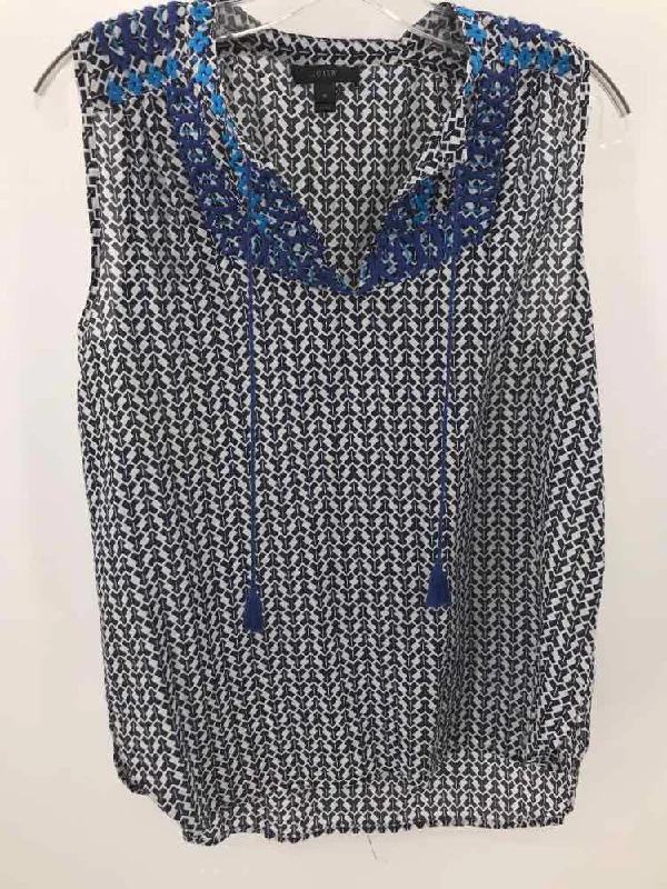 Pre-Owned J Crew Navy Size 4 Printed Tank Top layering tank top
