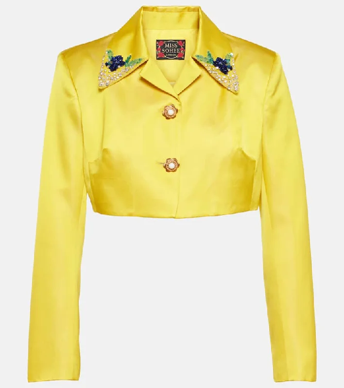 Miss Sohee Embellished jacket and crop top set Rayon Jacket Velvet Jacket Corduroy Jacket