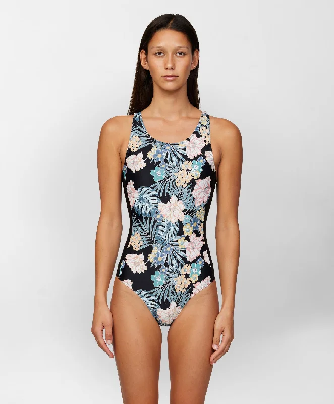 Active One Piece Print Swimsuit - Macaw Floral Beach Ready Swimsuit