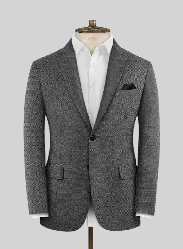 Lanificio Zegna Trofeo Sharkskin Charcoal Wool Jacket Jacket Blazer Coat
