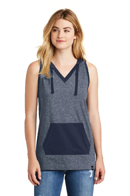 New Era Womens Heritage Hooded Tank Top - Navy Blue/Navy Blue Twist silver tank top