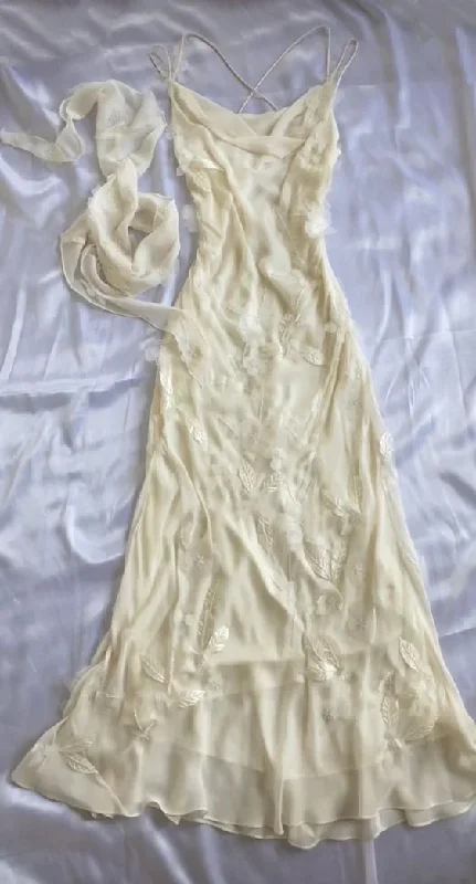 Vintage Ivory Straps Floral Charming Party Dress, DP2085 Tunics Practical durable