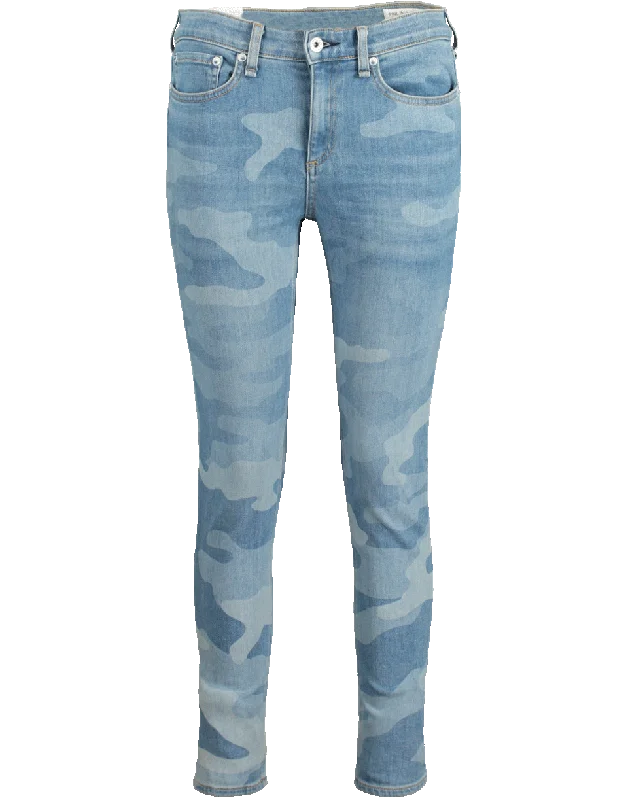 Camo Ankle Skinny Denim Pant Cozy Full-Length Pants
