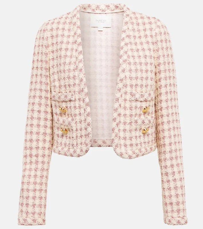 Giambattista Valli Cotton-blend tweed jacket Faux Fur Fabric Real Fur Fabric Shearling Fabric