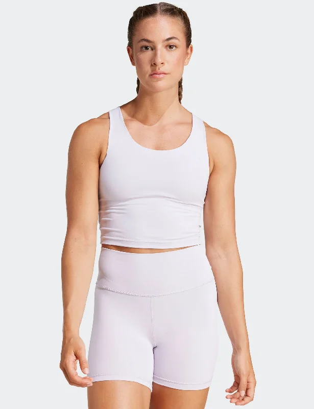 All Me Medium-Support Long Line Bra Tank Top - Silver Dawn basic tank top