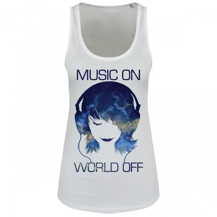 Grindstore Music On World Off Ladies Floaty Tank activewear tank top