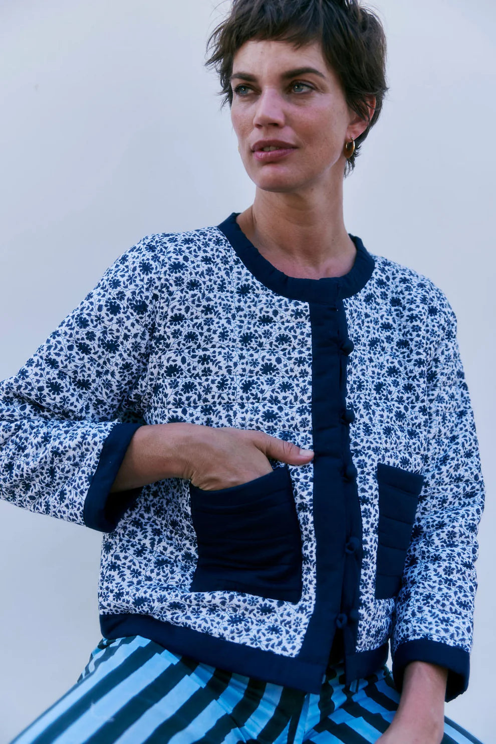 SZ Blockprints Poppy Jacket Zippered Jacket Buttoned Jacket Snapped Jacket