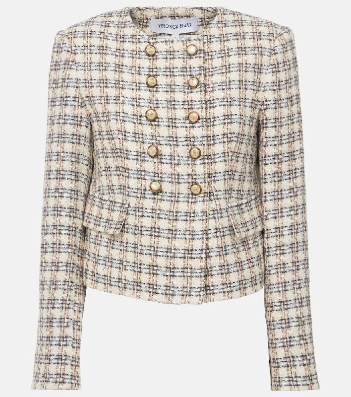 Veronica Beard Bentley checked tweed jacket Notch Collar Peter Pan Collar Cowl Neck