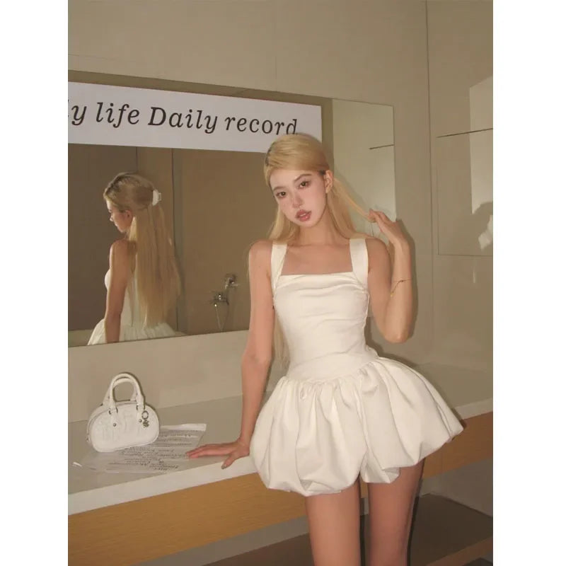 Advbridge Sweet Kawaii White Mini Dress Elegant Sexy Balletcore Women Korean Y2k Summer Short Dresses Party Dress French Vintage Tunics Spring floral