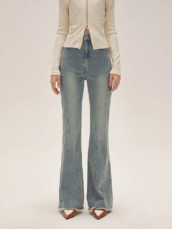 I'M ONE Women's retro slim and fashionable high-waisted denim micro-lab pants Fashionable Sporty Pants