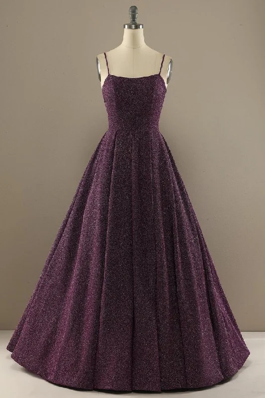 Dark Purple Straps Backless A-Line Formal Party Dress,DP1038 Tunics Stylish elegant