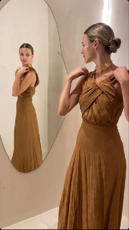Simple A-Line Long Party Dress Wedding Guest Dress, DP2072 Tunics Velvet soft