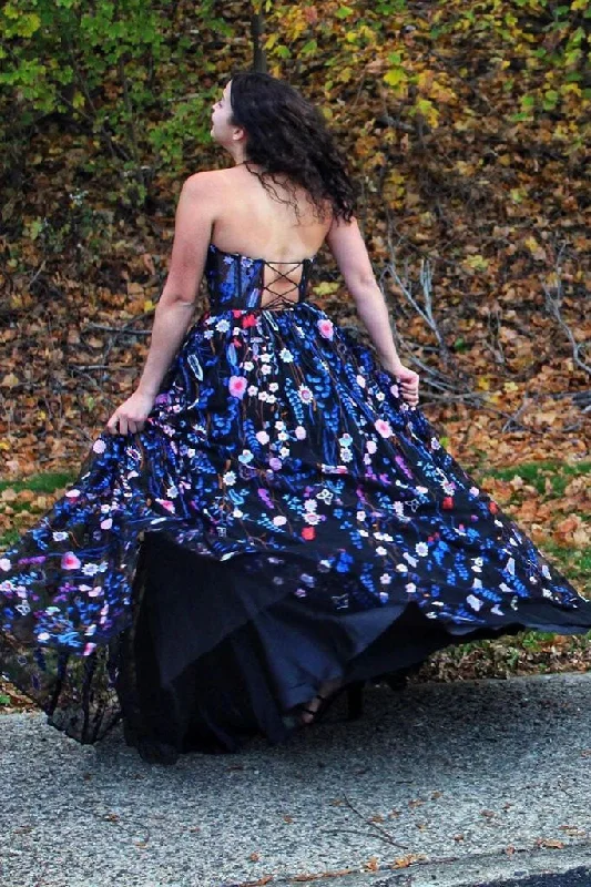 Strapless Embroidery Formal A-line Long Prom Dress Evening Party Dress OK1323 Tunics Leisure comfortable
