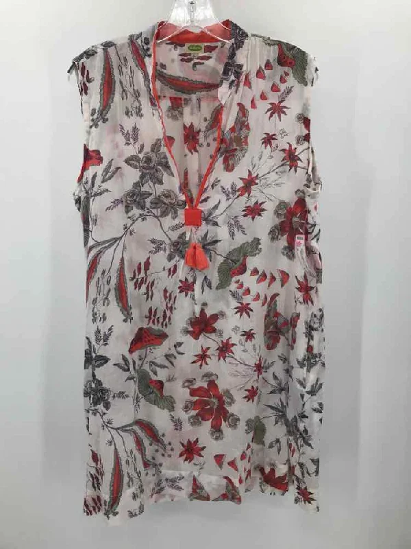 Pre-Owned Dolma Ivory Size XL Printed Tank Top striped tank top