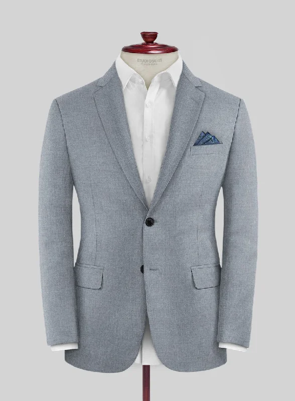 Reda Flexo Light Blue Gray Wool Jacket Boat Neck Shawl Collar Notched Collar