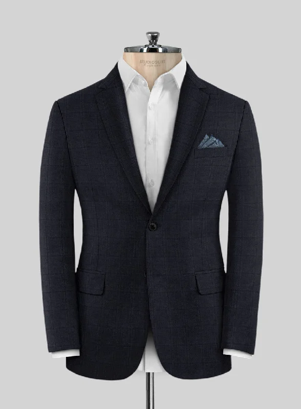 Lanificio Zegna Traveller Sarcos Blue Checks Wool Jacket Cotton Fabric Linen Fabric Terry Fabric