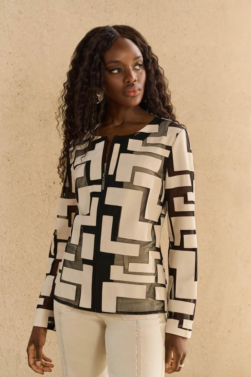 Joseph Ribkoff Puzzle Jacket Hooded Jacket Caped Jacket Shawl Collar Jacket