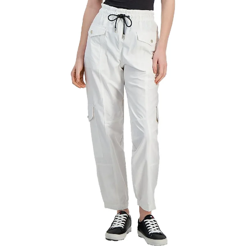Tommy Hilfiger Womens Solid Cargo Pants Elegant Wool Trousers