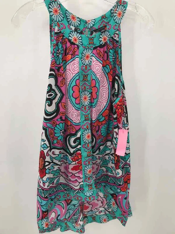 Pre-Owned Nicole Miller Blue Size Large Printed Tank Top flowy tank top