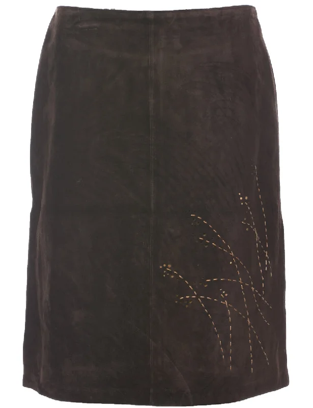 Suede A-line Skirt - M leather skirt bold