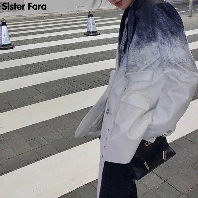 Sister Fara Chic Paint Splash Blazer Jacket Women Spring 2022 Single Button Jacket Coat Autumn Office Lady Loose Casual Blazers Wool Jacket Cashmere Jacket Tweed Jacket Sister Fara Chic Paint Splash Blazer Jacket Women Spring 2022 Single Button Jacket Coat Autumn Office Lady Loose Casual Blazers Wool Jacket Cashmere Jacket Tweed Jacket