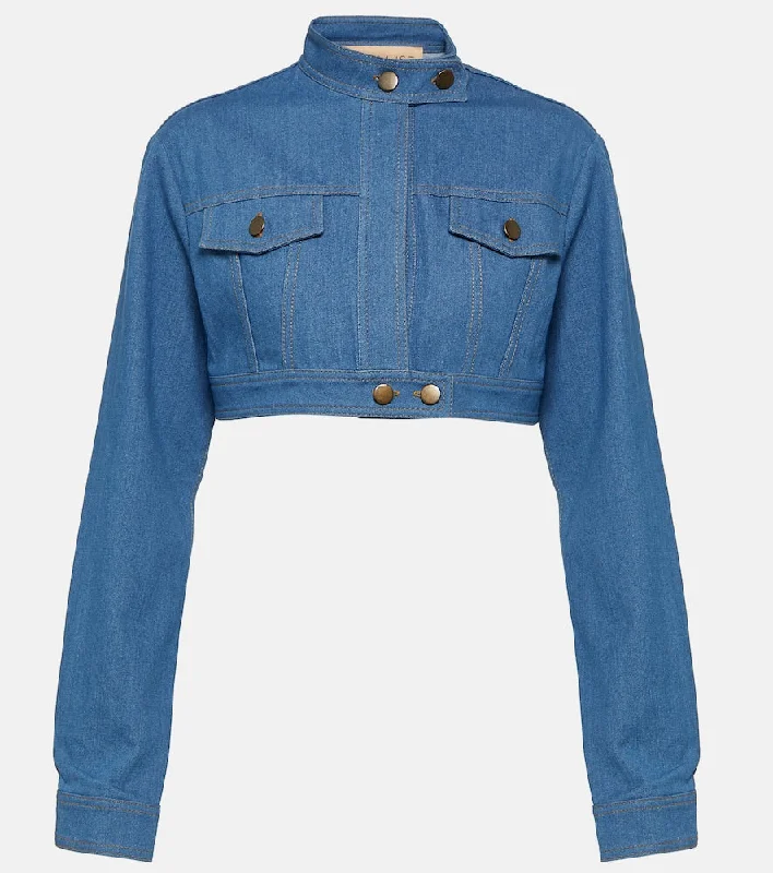 Aya Muse Pilla cropped denim jacket Fleece Jacket Down Jacket Feather Jacket