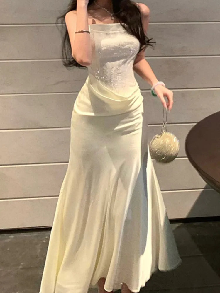 Advbridge Spring Summer Women Elegant and Chic Midi Party Dress French Style Casual A-Line Solid Party Birthday Clothes Female Vestidos Tunics Evening elegant