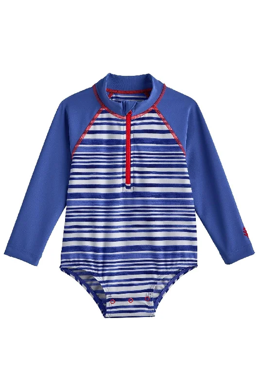 Baby Wave One-Piece Swimsuit | Sailor Watercolor Stripe Elegant Swimsuit Bottoms