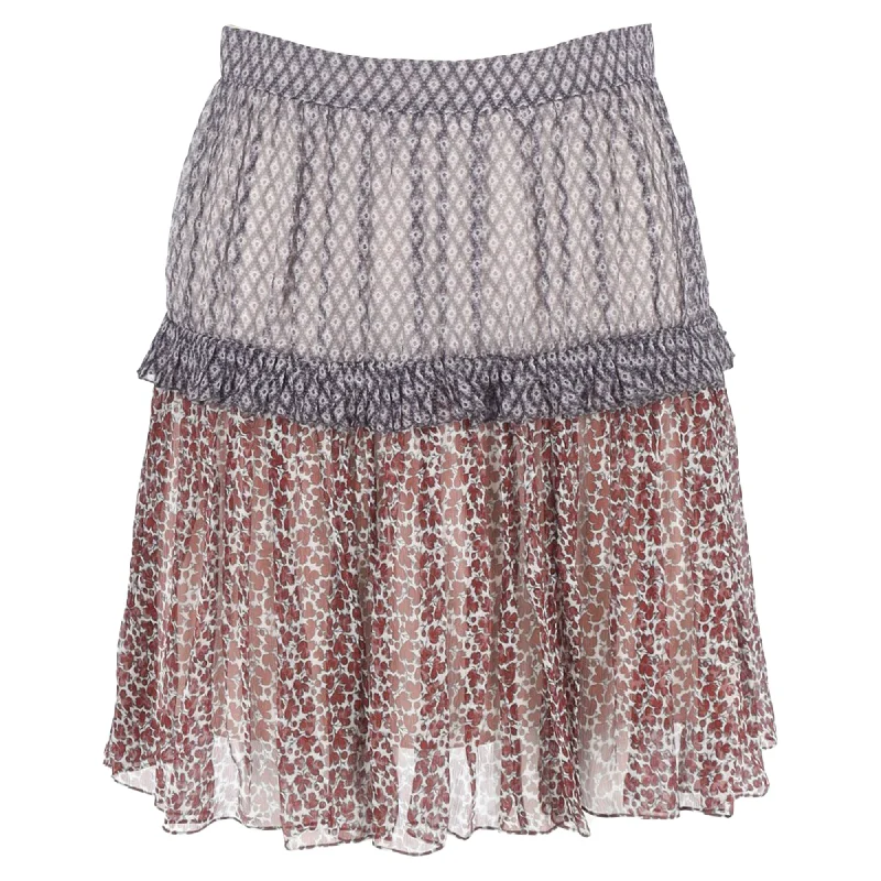 Chloé Printed Tiered Mini Skirt in Multicolor Chiffon lightweight skirt design