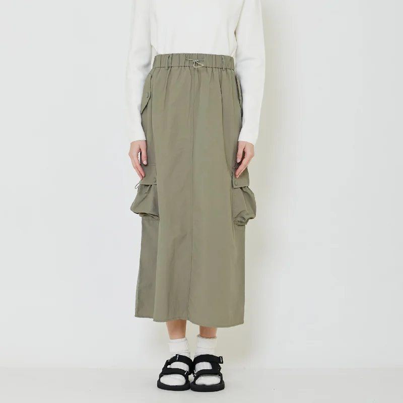Women Nylon Maxi Skirt - Dusty Green - SW2401021A leather skirt sleek