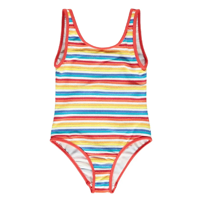 Multicolored Striped Swimsuit Beachy Ruffle Bikini