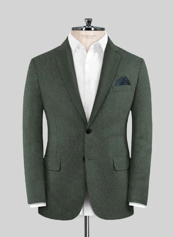 Lanificio Zegna Trofeo Dark Green Wool Jacket Welt Pockets Slit Pockets Flap Pockets