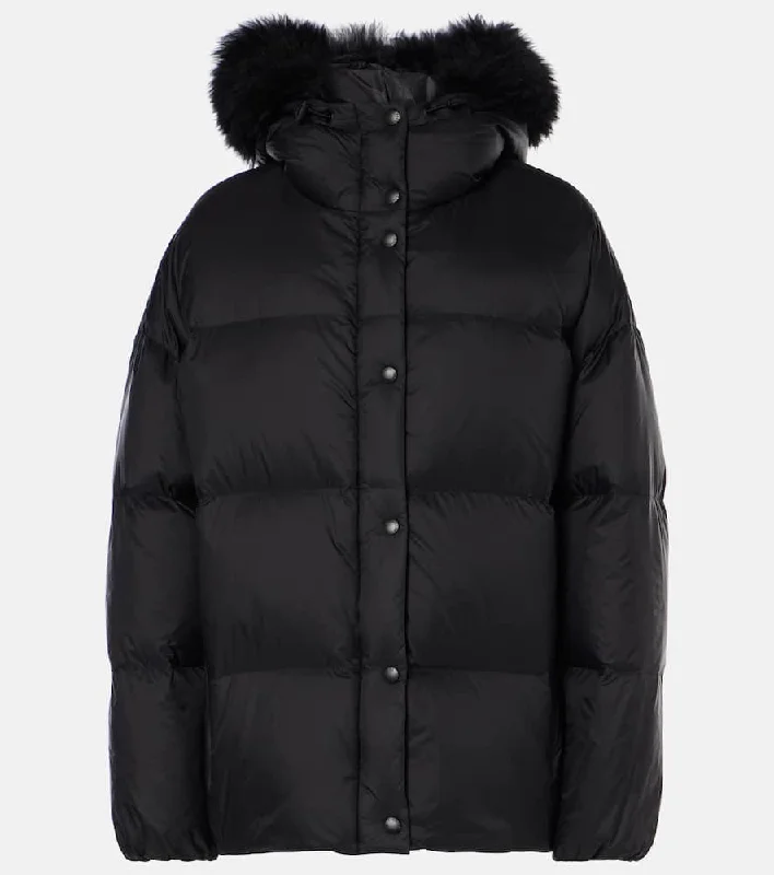 Yves Salomon Shearling-trimmed down jacket Nylon Jacket Polyester Jacket Spandex Jacket