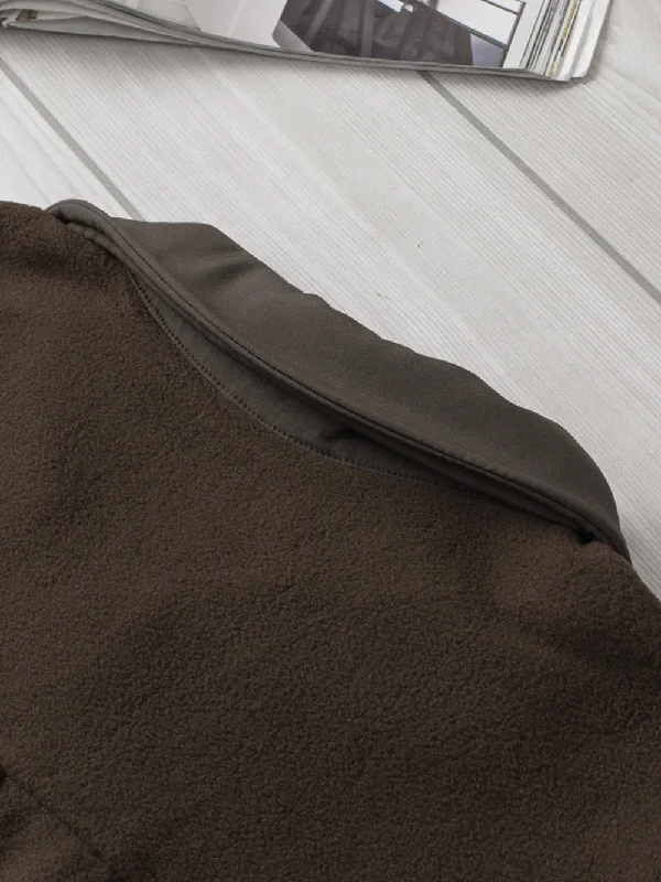 Brown Brushed Fleece Jacket Mesh Jacket Canvas Jacket Denim Jacket