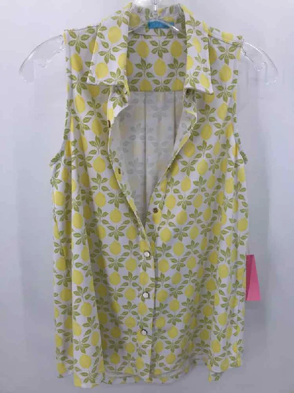 Pre-Owned J Mclaughlin Yellow Size XS Printed Tank Top slim fit tank