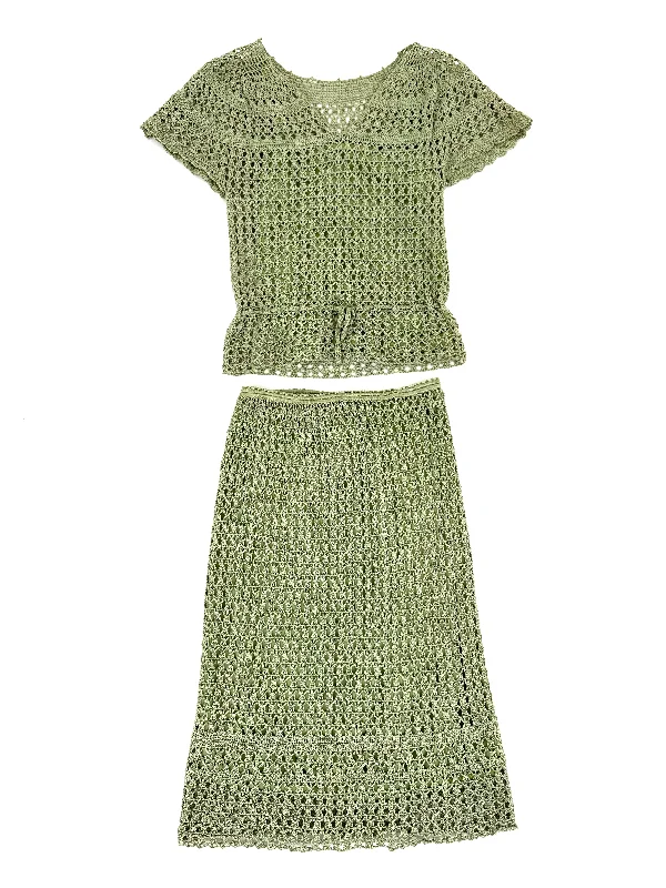 Handmade Pistachio Crochet Skirt Set athletic skirt fit