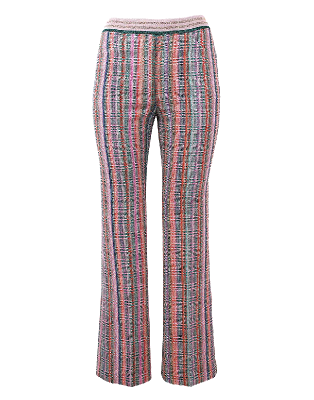 Plaid Flare Pant Relaxed Fit Trousers