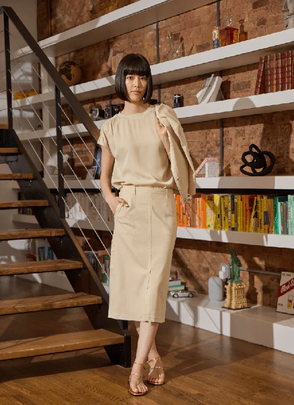 Pamela Utilitarian Midi Skirt chiffon skirt floaty