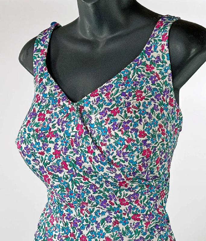 60s One Piece Pin Up Swimsuit Women's Vintage 70s Floral XL Perfection Fit by Roxanne VFG Minimalist One-Piece
