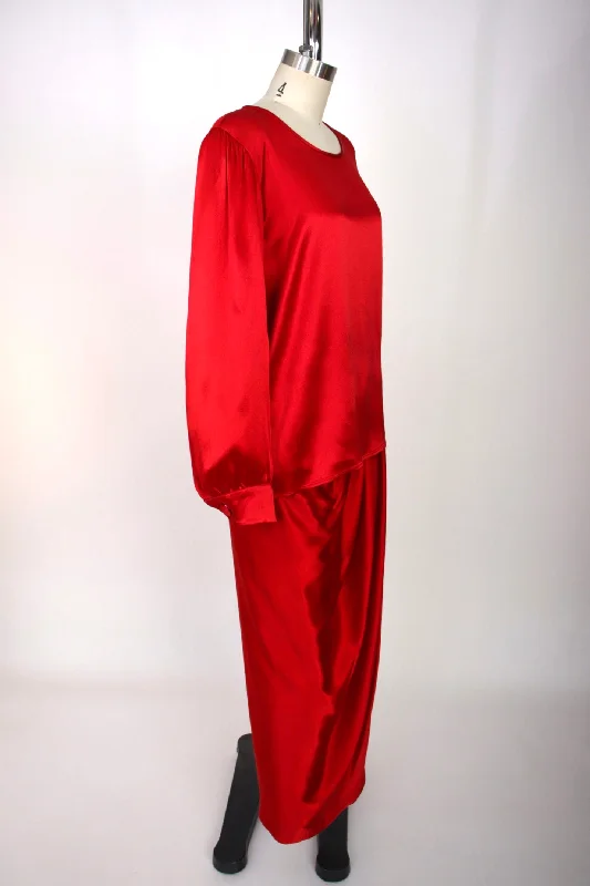 Yves Saint Laurent Satin Wrap Skirt Set denim skirt casual