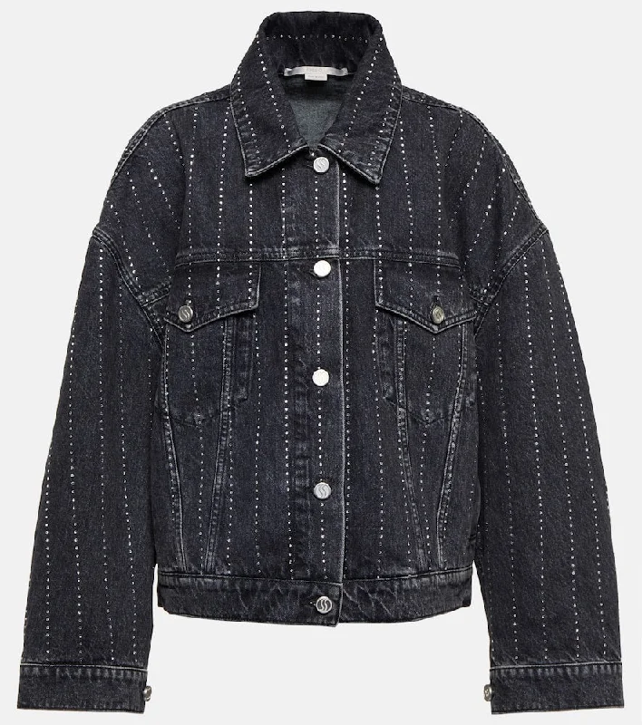 Stella McCartney Crystal-embellished denim jacket Cotton Fabric Linen Fabric Terry Fabric