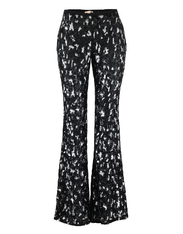 Leopard Embroidered Flare Pant Classic Bootcut Trousers