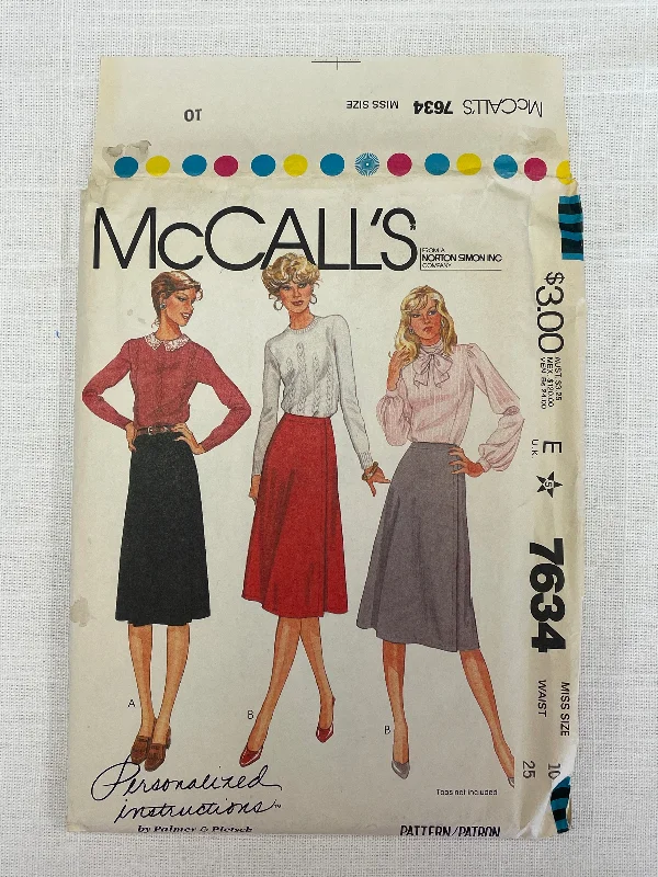 SALE 1981 McCall's 7634 Sewing Pattern - Wrap Skirt FACTORY FOLDED wool skirt breathable