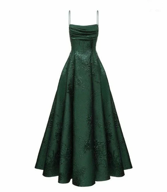 Charming Green A-Line Spaghetti Straps Classy Evening Party Dress , DP2044 Tunics Summer linen