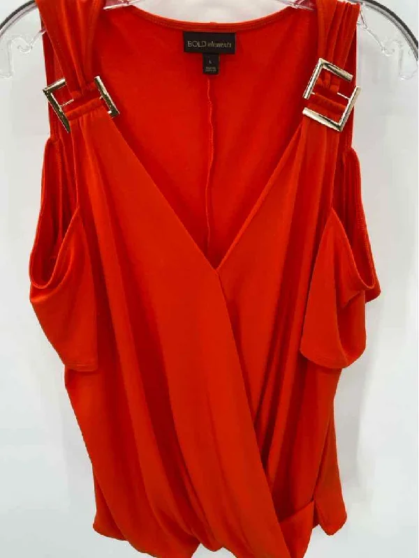 Pre-Owned Bold Elements Orange Size Large Tank Top off shoulder tank