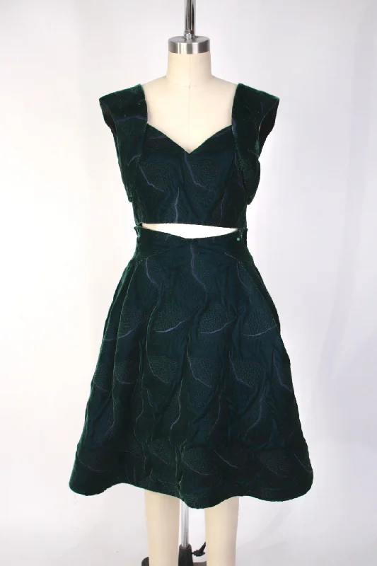 1980s Arnold Scaasi Velvet Embroidered Skirt Set cashmere skirt soft