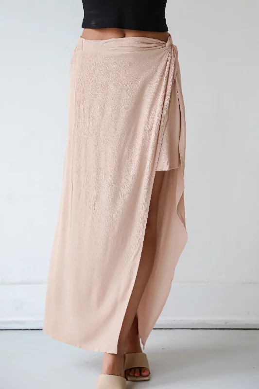 FINAL SALE - Classy Aesthetic Nude Maxi Skirt denim skirt classic
