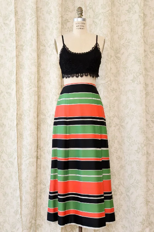 Coral Ivy Stripe Maxi Skirt S lace skirt delicate