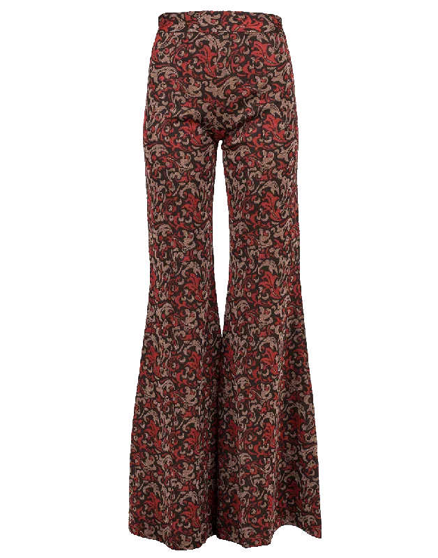 Baroque Jacquard Knit Flare Pant Comfy Cargo Trousers