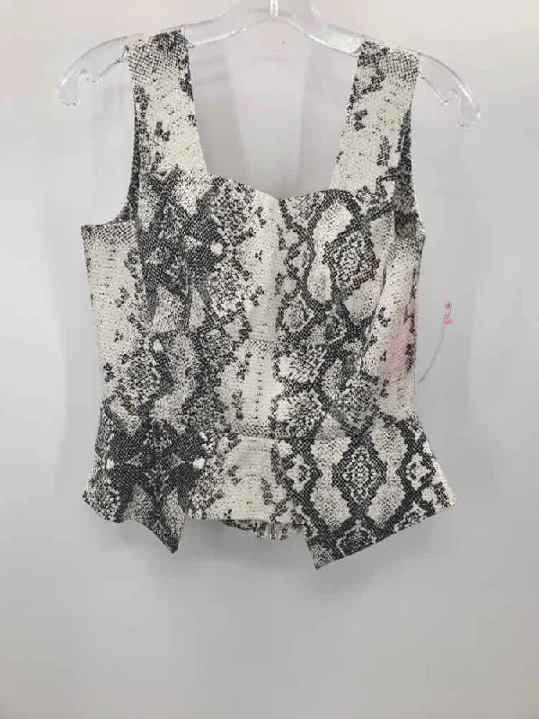 Pre-Owned Sandra Angelozzi Ivory Size 34 Printed Tank Top silver tank top